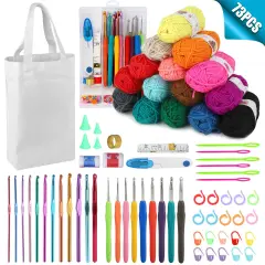 73 Piece Crochet Kit Crochet Hooks Knitting Needles Yarn .