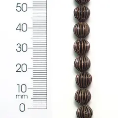 6 Packs of 8mm x 8mm Round Pleated Metal Beads 8 Inch Strand