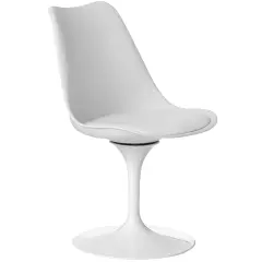 Mid-Century Modern Swivel Tulip Side Chair with Comfortable Cushioned Seat, 31.5&rdquo; White Round Tulip Table with Modern Marble Painting Top
