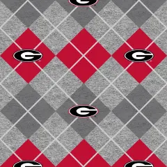 Sykel Enterprises-University of Georgia Fleece Fabric-Georgia Bulldogs Heather Argyle Fleece Blanket Fabric-Sold by the yard