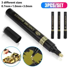 3Pcs Liquid Chrome Marker Pens for Glass and Plastic Golden