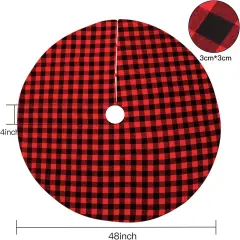 Kitcheniva Christmas Tree Skirt Red & Black Plaid