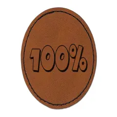 100 Percent Grade School Round Iron-On Engraved Faux Leather Patch Applique - 2.5" Brown