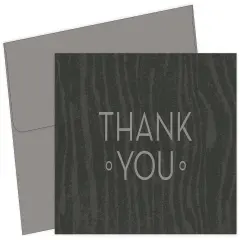 Great Papers! Thank You Note Card and Grey Envelope, Grey Woodgrain, 4.75" x 3.375"(folded), 10 count