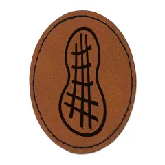 Peanut Doodle Round Iron-On Engraved Faux Leather Patch Applique - 2.5" Brown