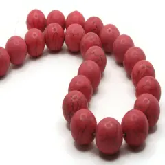 22mm 17mm Round Bright Pink Dyed Synthetic Turquoise Stone Beads