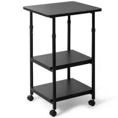 3-tier Adjustable Printer Stand with 360&deg; Swivel Casters Black