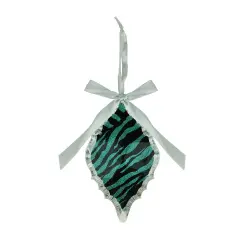Allstate 5.75" Glittered Teal Zebra Print Diamond Prism Christmas Ornament Green