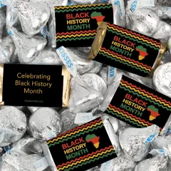 116 Pcs Black History Month Candy Party Favors Hershey's Miniatures and SilverKisses Chocolate by Just Candy (1.50 lbs)