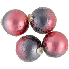 Northlight 4ct Pink and Grey Ombre Hand Blown Textured Glass Ball Christmas Ornaments 3.25" (80mm) Gray