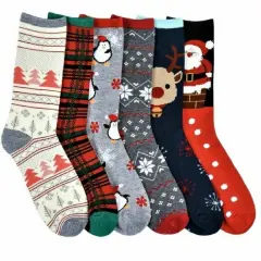 6 Pairs Christmas Crew Socks Winter