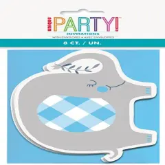 Blue Floral Elephant Invitations, 8ct