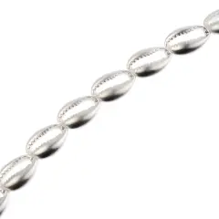 John Bead 8" Matte Silver Metal Cowrie Bead Strand, 16x11mm