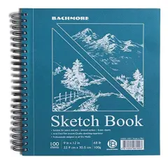 Sketchpad 9X12" Inch (68lb/100g), 100 Sheets of Spiral Bound Sketch Book for Artist Pro & Amateurs | Marker Art, Ink Art, Colored Pencil, Acrylic Paint, Charcoal for Sketching