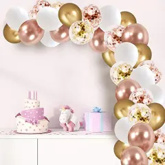 60 Pieces 12 inch White Metallic Gold Party Balloon with 33 Ft Rose Gold Ribbon for Birthday Wedding Anniversary Bridal Shower Decoration