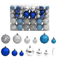 Christmas Baubles 100 pcs1.2" / 1.6" / 2.4" Blue and Silver