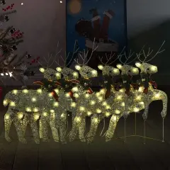 6 pcs Christmas Reindeers 120 LEDs Gold