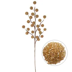 Gold Beaded Berry Spray: Set of 12, 17-Inch, with 25 Berries by Floral Home&reg;, Floral Home by Artificial Flowers