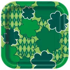 Argyle Clover Square 7" Dessert Plates, 10c