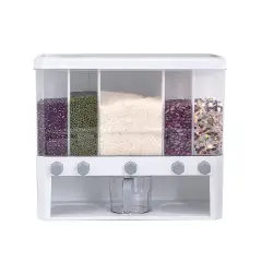 Clear 5-Grid Cereal Storage Dispenser for Kitchen