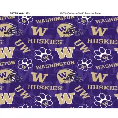 Sykel Enterprises-University of Washington Cotton Fabric-Washington Huskies Tone On Tone Cotton Quilting Fabric
