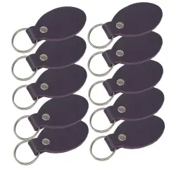 Oval Leather Keychains Kit &ndash; Full-Grain Latigo, DIY Personalization Ready, 10 Pack Purple