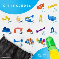 Glowing Marble Run &ndash; Construction Set with 15 Glow in the Dark Glass Marbles & Storage Bag, STEM Gifts for Boys and Girls, Building Project Toy (Amazon Exclusive)