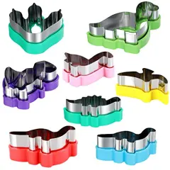 8 Pack Dinosaur Cookie Cutters Set - Stainless Steel Shaped Cookie Candy Food Cutters Molds for DIY, Kitchen, Baking, Kids Dinosaur Theme Birthday Party Supplies Favors