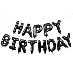 Happy Birthday Balloons Banner for Self-Inflating Party Decoration Black