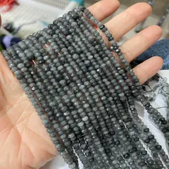 Kitcheniva 15.5" Faceted Jade Rondelle Beads 2x4mm Gray