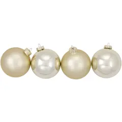 Northlight 2-Finish Glass Christmas Ball Ornaments - 4" (100mm) - Champagne Gold - 4ct