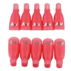 Kitcheniva Silicone UV Gel Polish Remover Wrap Soak Off Cap Clip Nail Art Tool Dark pink-10 pcs