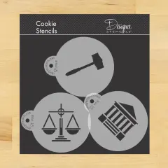 Law and Justice Cookie Stencil | C995 by Designer Stencils | Cookie Stencils for Royal Icing, Airbrush, Dusting Powder |
