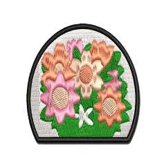 Pocket of Posies Flower Bouquet Multi-Color Embroidered Iron-On or Hook & Loop Patch Applique