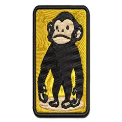 Standing Stoic Chimpanzee Ape Monkey Multi-Color Embroidered Iron-On or Hook & Loop Patch Applique