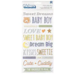 American Crafts Hello Little Boy Thickers Stickers 136/Pkg-Phrase