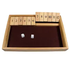 WE Games 12 Number Shut the Box Board Game, Natural Wood, 13.5 in.