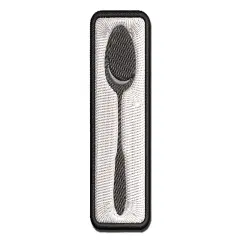 Spoon Solid Utensil Eating Sketch Multi-Color Embroidered Iron-On or Hook & Loop Patch Applique