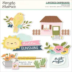Fresh Air Layered Chipboard Die-Cuts-5/Pkg
