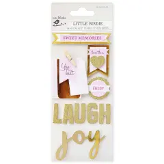Little Birdie Love Foil Embellishment 10/Pkg-Love Laugh Joy