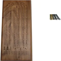 WE Games Classic Cribbage Set - Solid Wood Continuous 2 Track Board with Metal Pegs