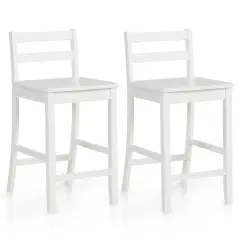 Costway 24-Inch Wooden Bar Stools Set of 2 with Ergonomic Backrest Counter Height Stools Black/White