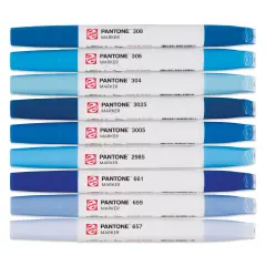 Pantone Dual Tip Markers - Blue, Set of 9