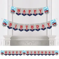 Big Dot of Happiness Fired Up Fire Truck - Firefighter Firetruck Birthday Party Bunting Banner - Birthday Party Decorations - Happy Birthday