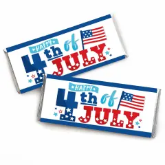 Big Dot of Happiness Firecracker 4th of July - Candy Bar Wrapper Red, White and Royal Blue Party Favors - Set of 24