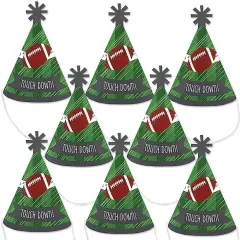 Big Dot of Happiness End Zone - Football - Mini Cone Baby Shower or Birthday Party Hats - Small Little Party Hats - Set of 8