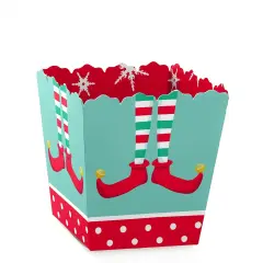 Big Dot of Happiness Elf Squad - Party Mini Favor Boxes - Kids Elf Christmas and Birthday Party Treat Candy Boxes - Set of 12