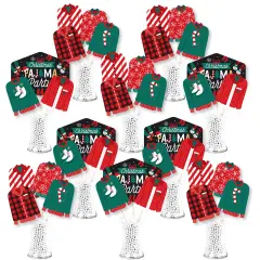 Big Dot of Happiness Christmas Pajamas - Holiday Plaid PJ Party Centerpiece Sticks - Showstopper Table Toppers - 35 Pieces