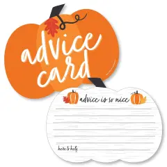 Big Dot of Happiness Fall Pumpkin - Pumpkin Wish Card Halloween or Thanksgiving Baby Shower Activities - Shaped Advice Cards Game - Set of 20