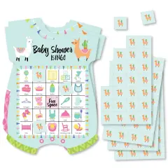 Big Dot of Happiness Whole Llama Fun - Picture Bingo Cards and Markers - Llama Fiesta Baby Shower Shaped Bingo Game - Set of 18